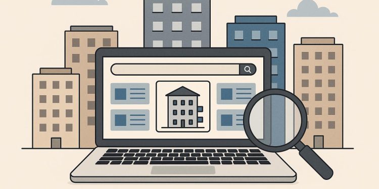 Modern digital tools and condo listings displayed on a laptop screen for home search guidance