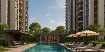 Modern facade of The Pinery Residences showcasing luxury apartments in Tampines District 18