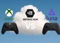 Xbox Cloud, GeForce NOW, and Amazon Luna logos side by side highlighting cloud gaming comparison