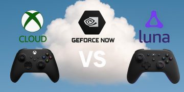 Xbox Cloud, GeForce NOW, and Amazon Luna logos side by side highlighting cloud gaming comparison