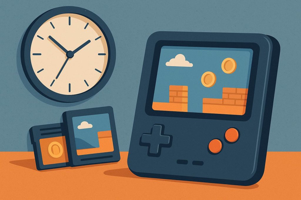 Minimalist game controller and smartphone illustrating benefits of short games for busy lifestyles