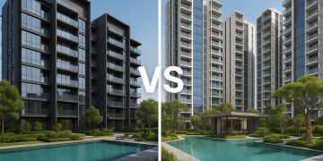 Comparison of River Modern and The Continuum four-bedroom layouts in Singapore family condos