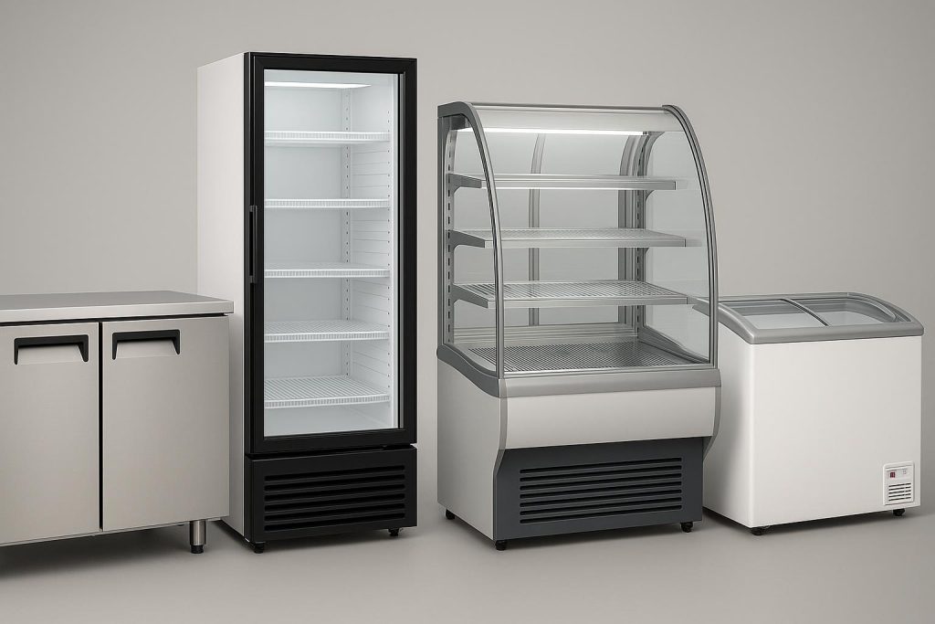 Commercial refrigeration units showcasing various types for different storage needs