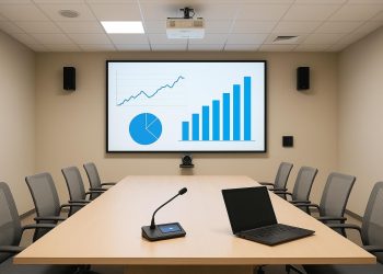 Modern audio visual equipment setup in a Perth office enhancing business collaboration and efficiency