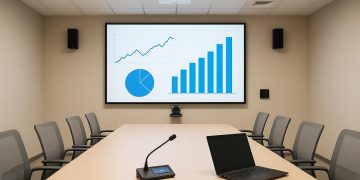 Modern audio visual equipment setup in a Perth office enhancing business collaboration and efficiency