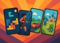 Surprising new mobile game titles with vibrant app icons and dynamic interface graphics