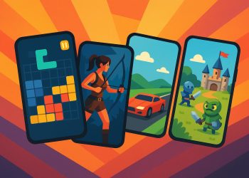 Surprising new mobile game titles with vibrant app icons and dynamic interface graphics
