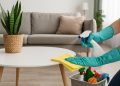 Professional cleaner using eco-friendly products for detailed house cleaning in a Sydney home
