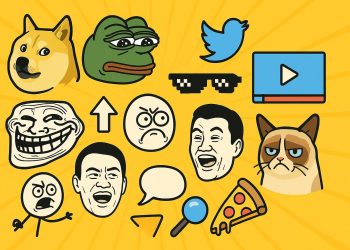 Colorful collage of popular internet memes representing online meme culture and viral trends