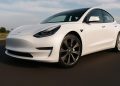 Tesla Model 3 with different wheel types highlighting impact on electric vehicle driving range