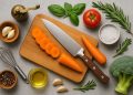 Fresh ingredients and kitchen utensils arranged for learning essential cooking techniques