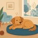 Calm dog resting peacefully on a sofa to illustrate pet relaxation and stress prevention