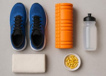 Foam rolling and stretching exercises to enhance muscle recovery after running or workouts